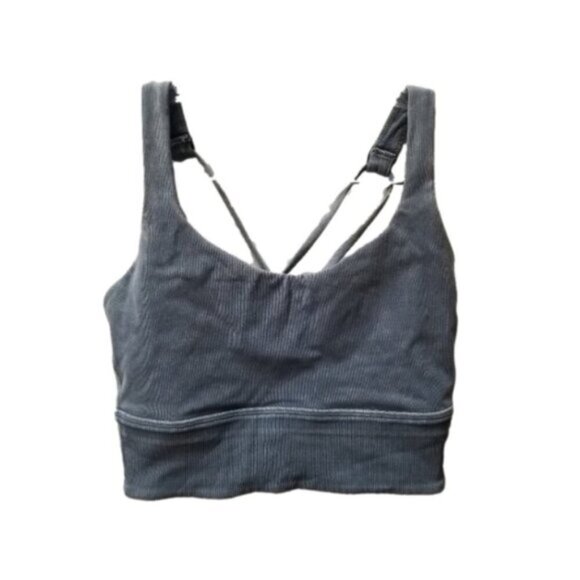 Lululemon Free To Be Bra *Long Line Rib Snow Wash Washed Moon Blue 2 - Picture 3 of 11
